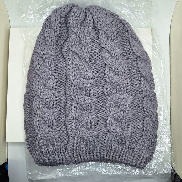 soft gray spike studded beanie hat knitted slouchy cap - Picture 4 of 8